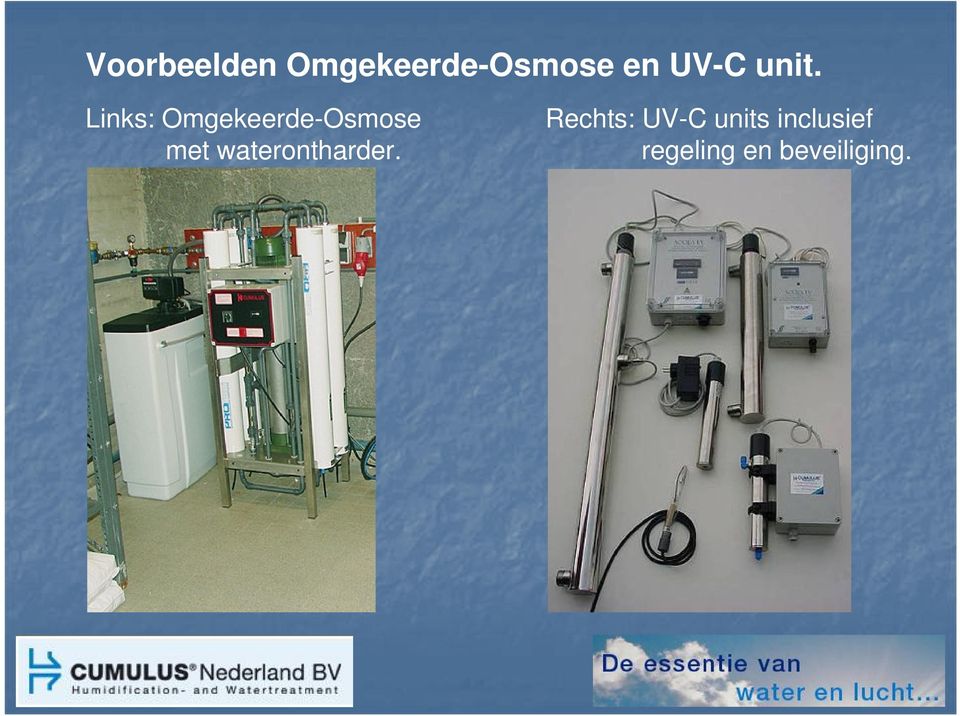 Links: Omgekeerde-Osmose Rechts: