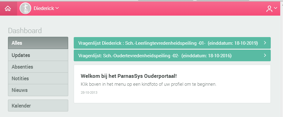 Stap 4 en 5 Inloggen om de vragenlijst in te vullen Ga naar: https://ouders.parnassys.net/ouderportaal/ daar komt u ook wanneer u op de link in de mail klikt! Vul uw gebruikersnaam en wachtwoord in.