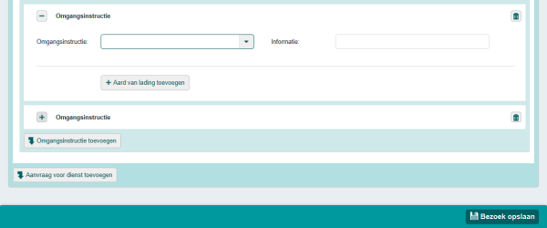 6. Klik op de knop Omgangsinstructie toevoegen om een omgangsinstructie toe te voegen. Het scherm Omgangsinstructie wordt opengeklapt: Afbeelding 10-12: Scherm Afhandelingsinstructie 7.