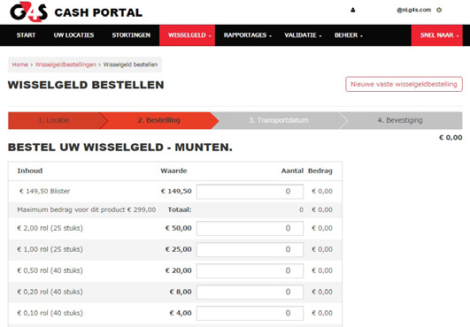 WISSELGELD BESTELLEN Omdat wij bestellingen moeten voorbereiden is de levertijd voor wisselgeld minimaal drie dagen: bestel uw wisselgeld daarom op tijd, of maak een vaste wisselgeldbestelling aan.