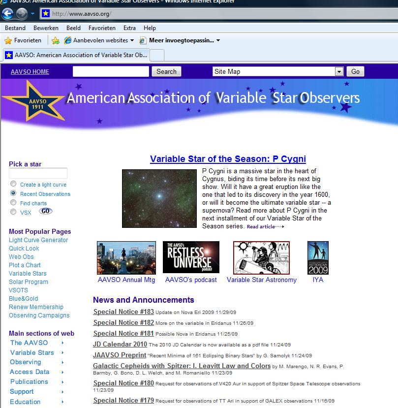 Organisaties AAVSO American Association of Variable Star Observers