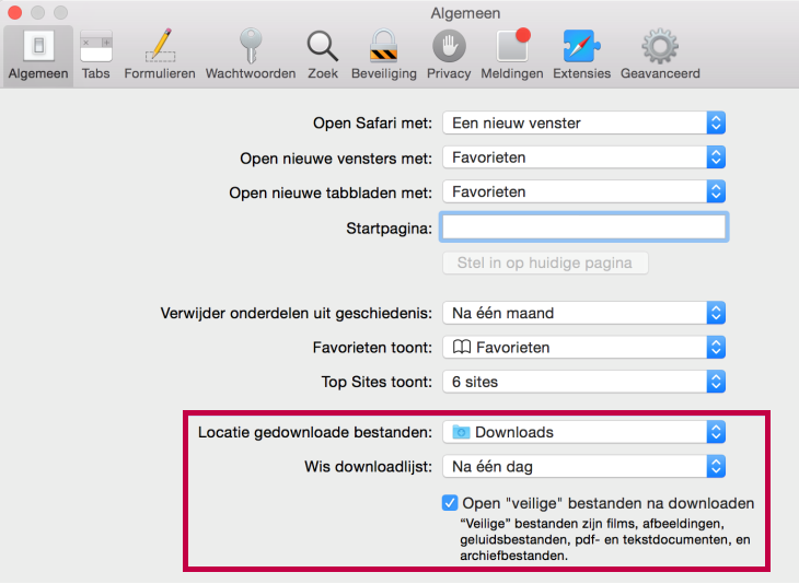 Mac Safari Bij het oproepen van een gedownloade pdf via Safari wordt deze automatisch geopend.