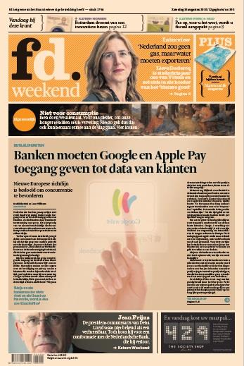 FD Weekend, 1 e katern Voorpagina en In het Nieuws De voorpagina toont het belangrijkste nieuws van die dag met een grote coverfoto.