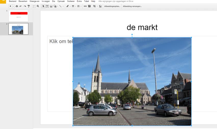 Tekstvak Afbeelding Vorm Achtergrond wijzigen IV) Foto invoegen Invoegen Afbeelding Zoeken Typ stad geel in het zoekvenster Kies