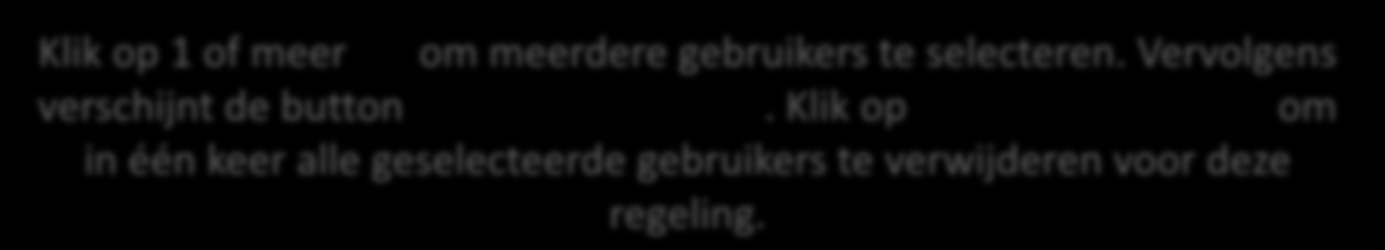 Klik op Klik op om de gegevens van de gebruiker in te zien. om de rechten op deze regeling voor deze gebruiker te verwijderen.