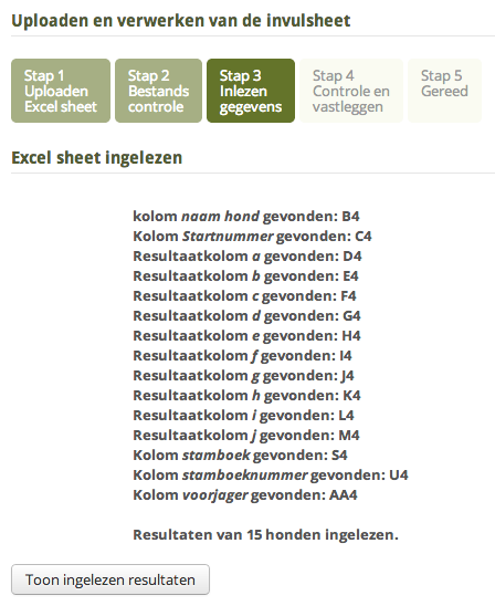 Vervolgens kan het verwerken even duren en krijgt u bij een succesvol ingelezen Excel bestand een bovenstaande soort melding.