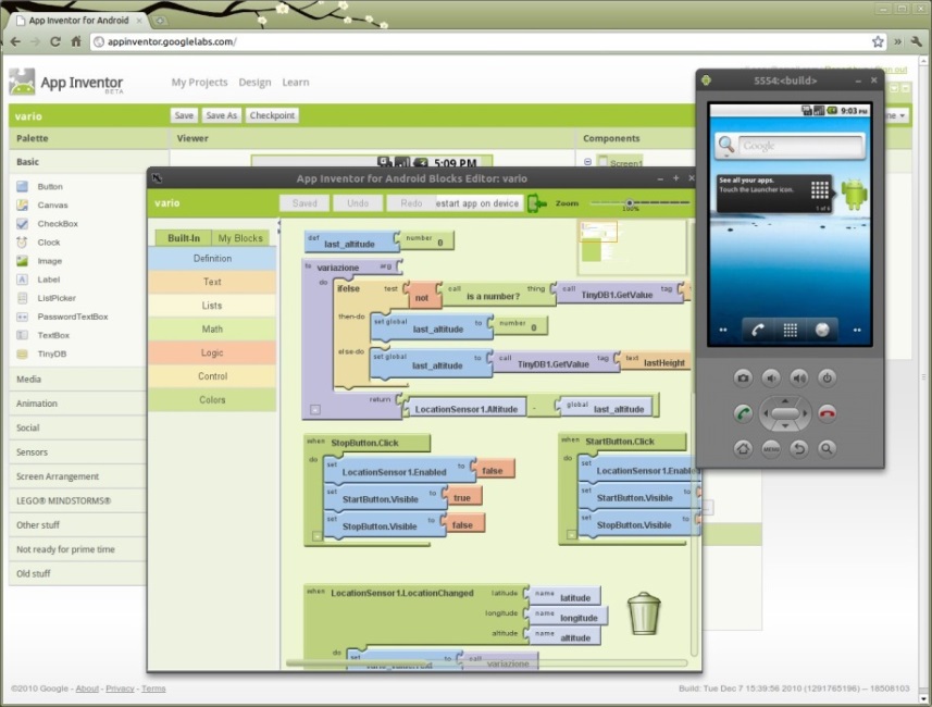 APPINVENTOR APPINVENTOR is een 100% gratis online tool waarmee je zelf apps kan maken voor Android devices (niet voor Apple).