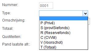 Gebouwen Tabblad Kostencodes Detailoverzicht van de gegevens van