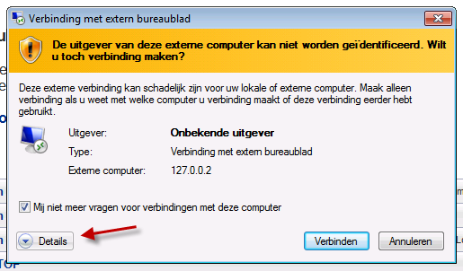 Figuur 28 Het gebruikersaccountbeheer van Windows Vista/Windows 7 vraagt om toestemming Nu krijgt u nog een beveiligingsmelding.
