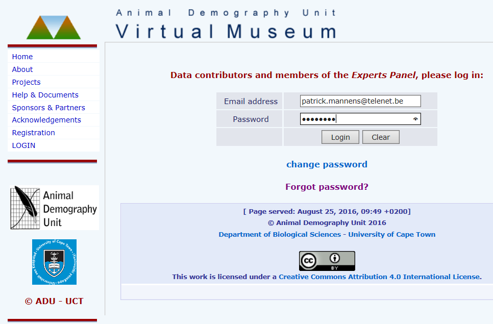 Na registratie heb je de keuze, ofwel ga je op de ADU pagina en klik je links in de zwarte balk op Virtual Museum,