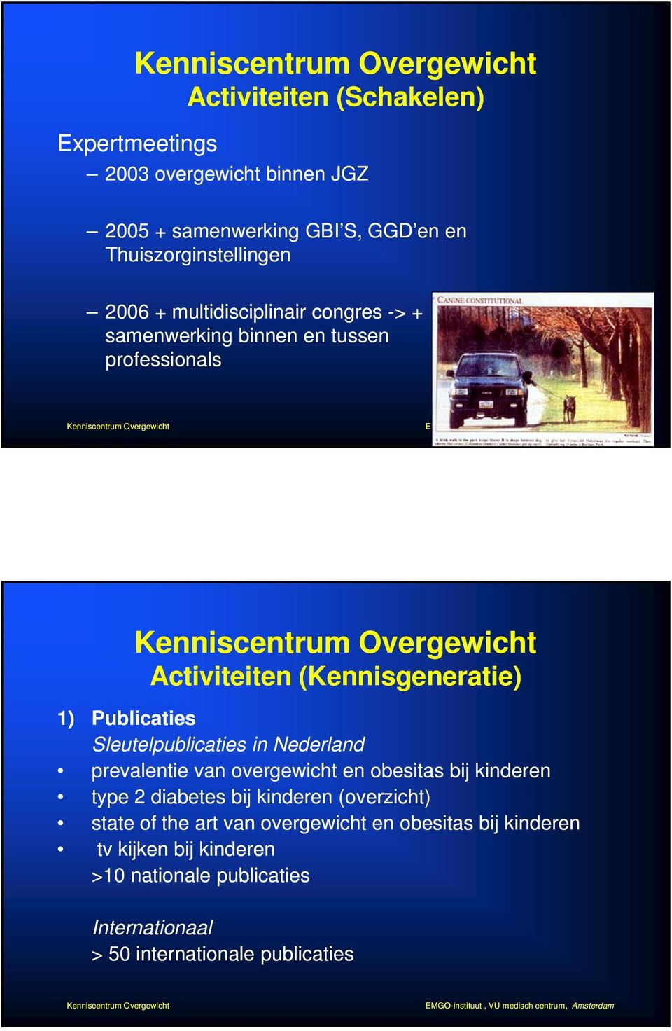 (Kennisgeneratie) 1) Publicaties Sleutelpublicaties in Nederland prevalentie van overgewicht en obesitas bij kinderen type 2 diabetes bij kinderen (overzicht) state of the art van