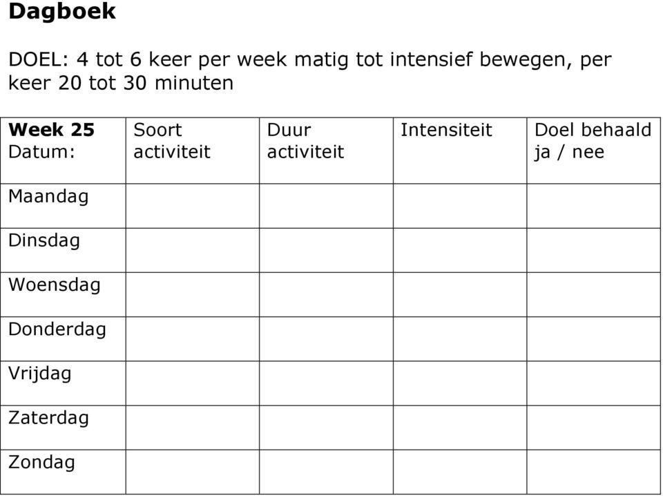 intensief bewegen, per