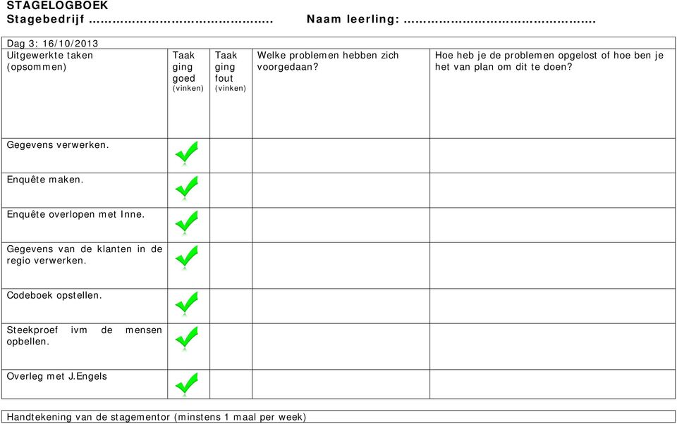 Hoe heb je de problemen opgelost of hoe ben je het van plan om dit te doen? Gegevens verwerken. Enquête maken.