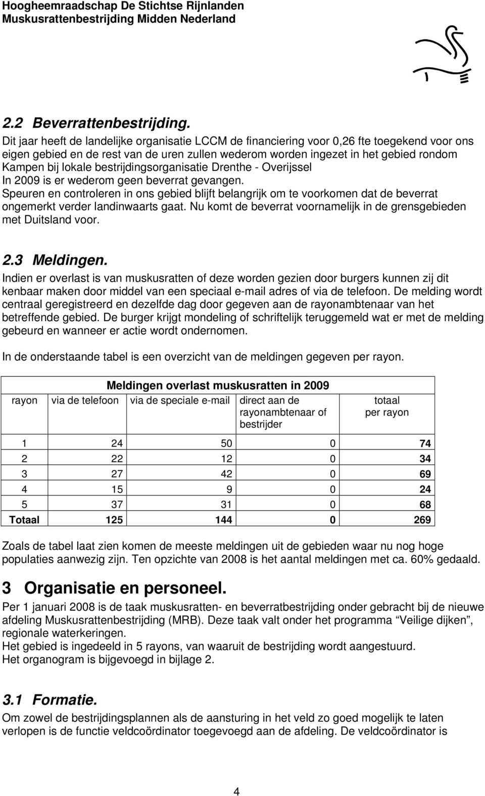 bestrijdingsorganisatie Drenthe - Overijssel In 2009 is er wederom geen beverrat gevangen.