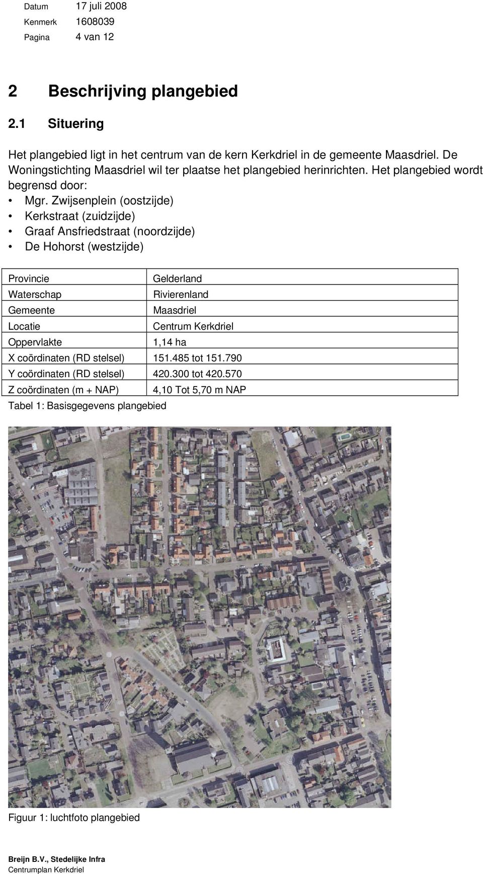 Zwijsenplein (oostzijde) Kerkstraat (zuidzijde) Graaf Ansfriedstraat (noordzijde) De Hohorst (westzijde) Provincie Gelderland Waterschap Rivierenland Gemeente Maasdriel Locatie Centrum