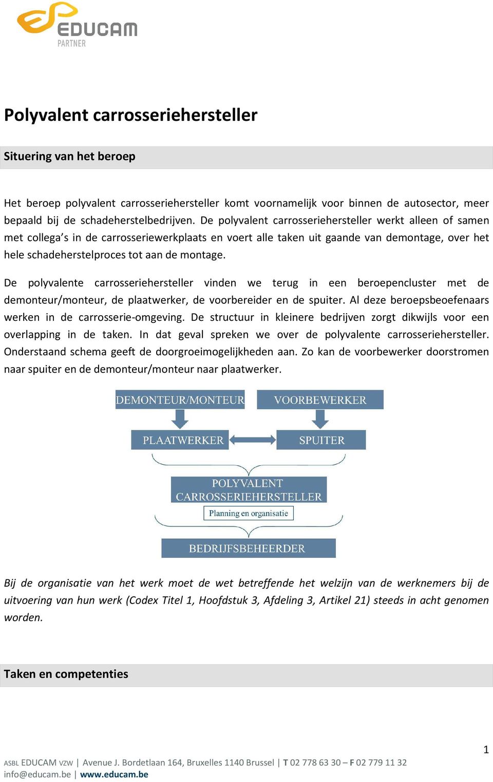 De polyvalente carrosseriehersteller vinden we terug in een beroepencluster met de demonteur/monteur, de plaatwerker, de voorbereider en de spuiter.