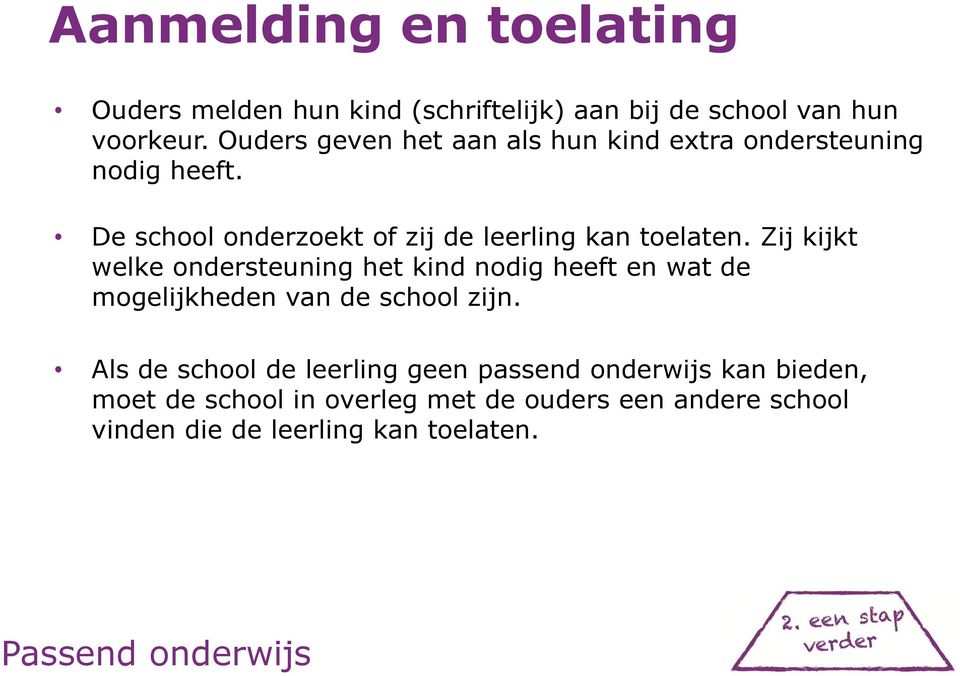 De school onderzoekt of zij de leerling kan toelaten.