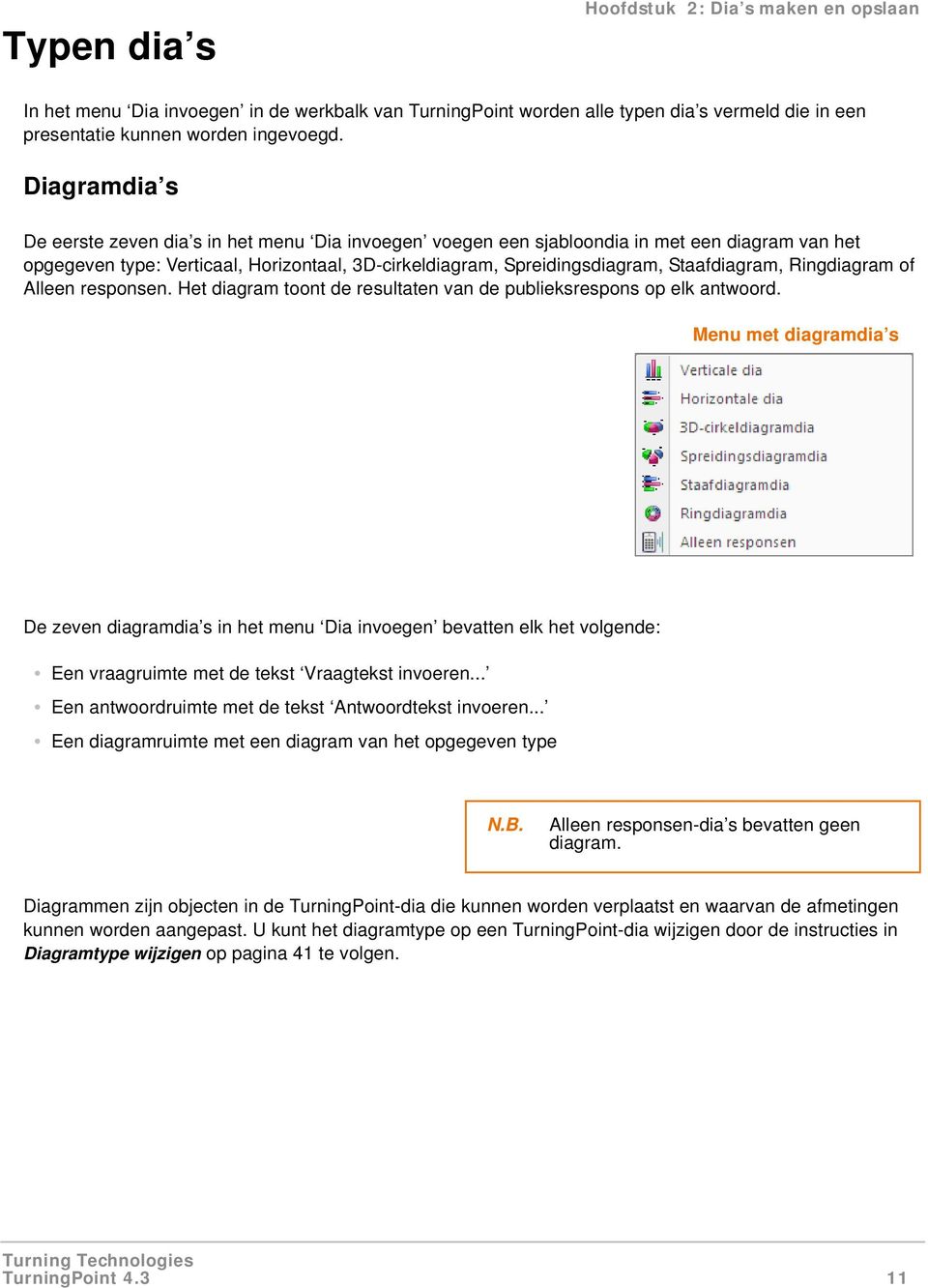 Staafdiagram, Ringdiagram of Alleen responsen. Het diagram toont de resultaten van de publieksrespons op elk antwoord.