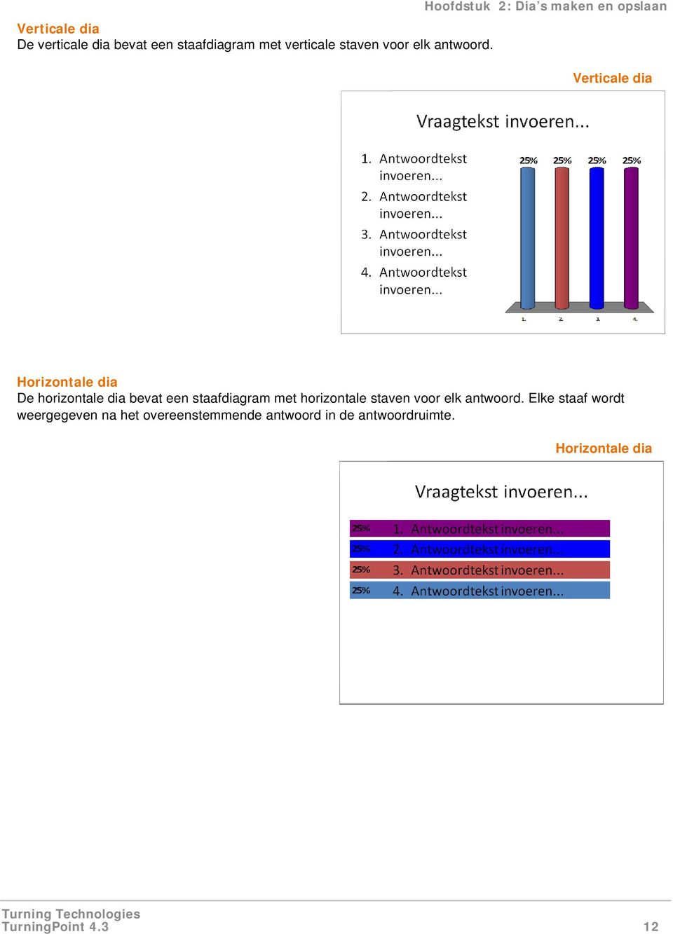 Hoofdstuk 2: Dia s maken en opslaan Verticale dia Horizontale dia De horizontale dia bevat