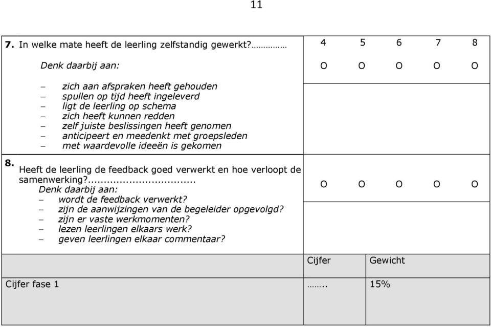 genomen anticipeert en meedenkt met groepsleden met waardevolle ideeën is gekomen 8. a. b.