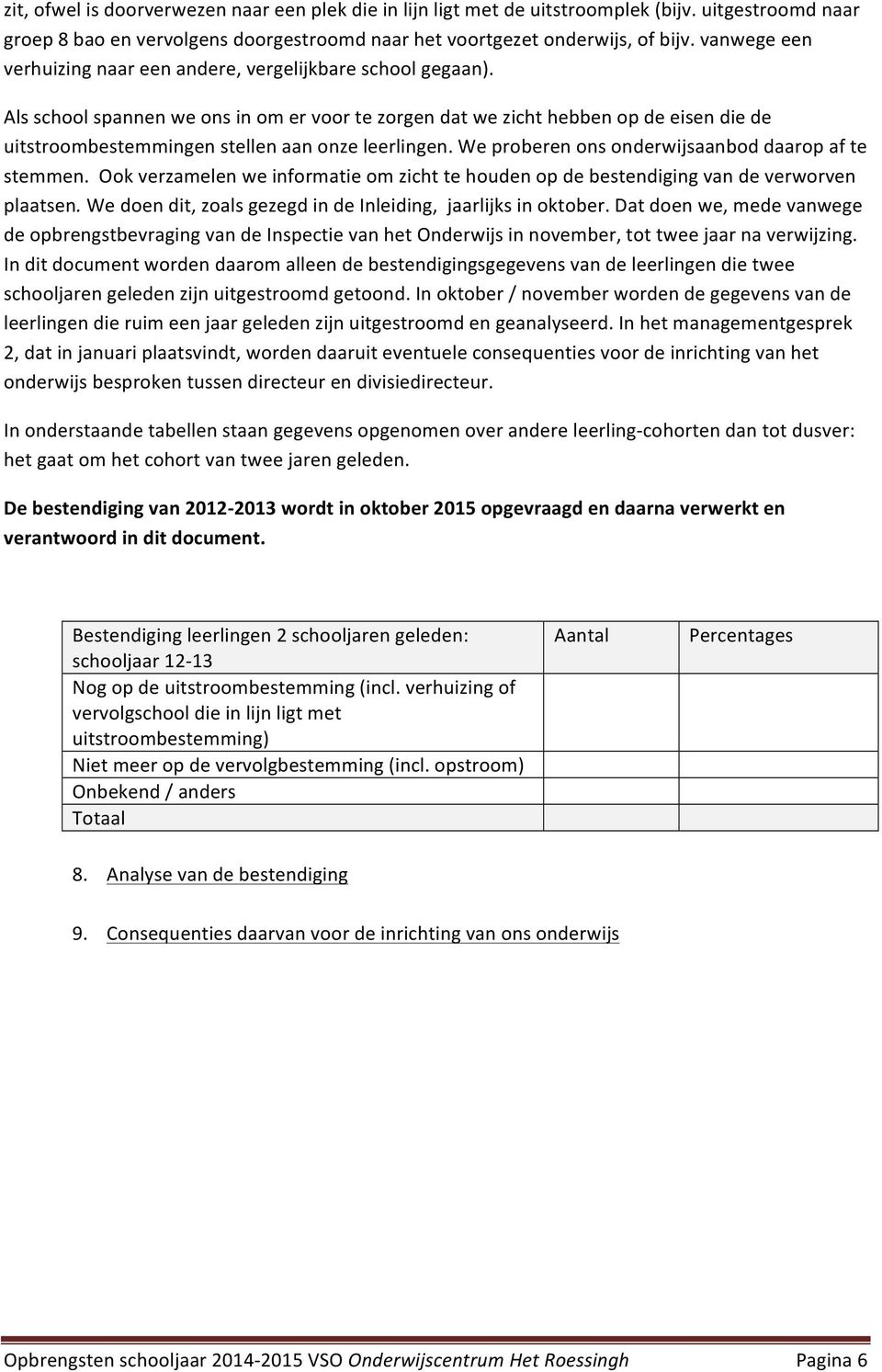 Als school spannen we ons in om er voor te zorgen dat we zicht hebben op de eisen die de uitstroombestemmingen stellen aan onze leerlingen. We proberen ons onderwijsaanbod daarop af te stemmen.