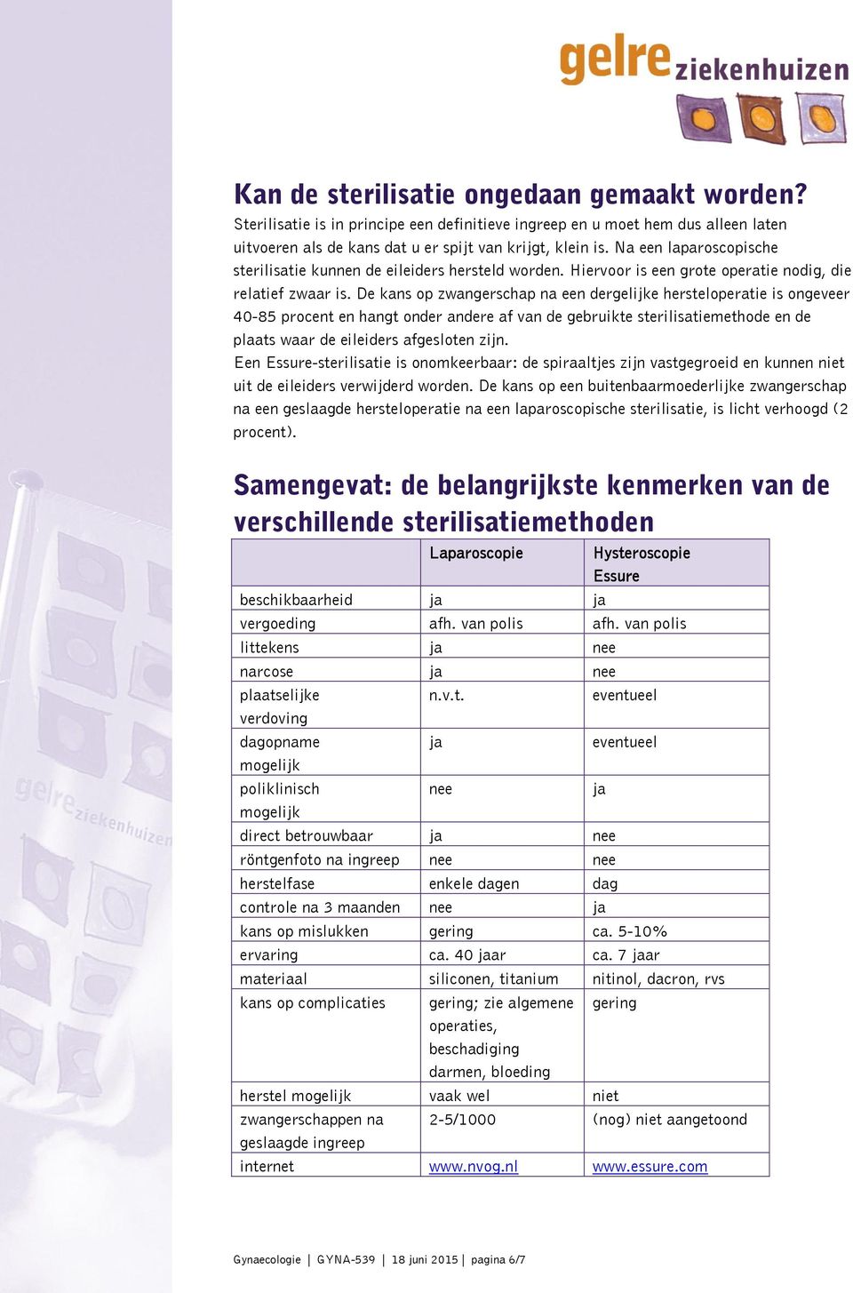 De kans op zwangerschap na een dergelijke hersteloperatie is ongeveer 40-85 procent en hangt onder andere af van de gebruikte sterilisatiemethode en de plaats waar de eileiders afgesloten zijn.