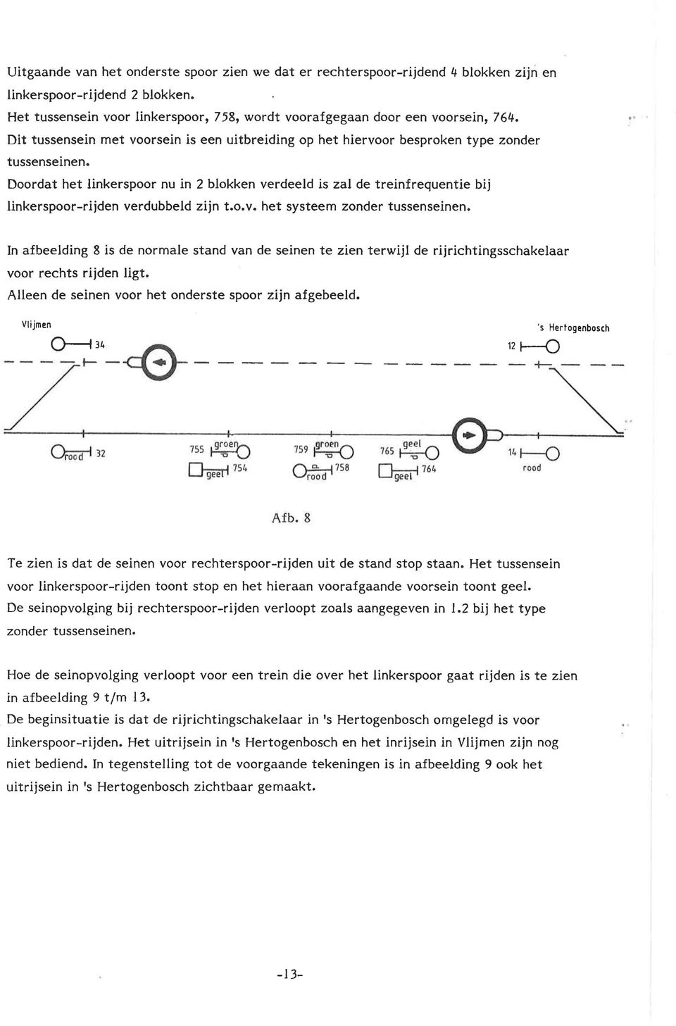 Doordat het linkerspoor nu in 2 blokken verdeeld is zal de treinfrequentie bij linkerspoor-rijden verdubbeld zijn t.o.v. het systeem zonder tussenseinen.