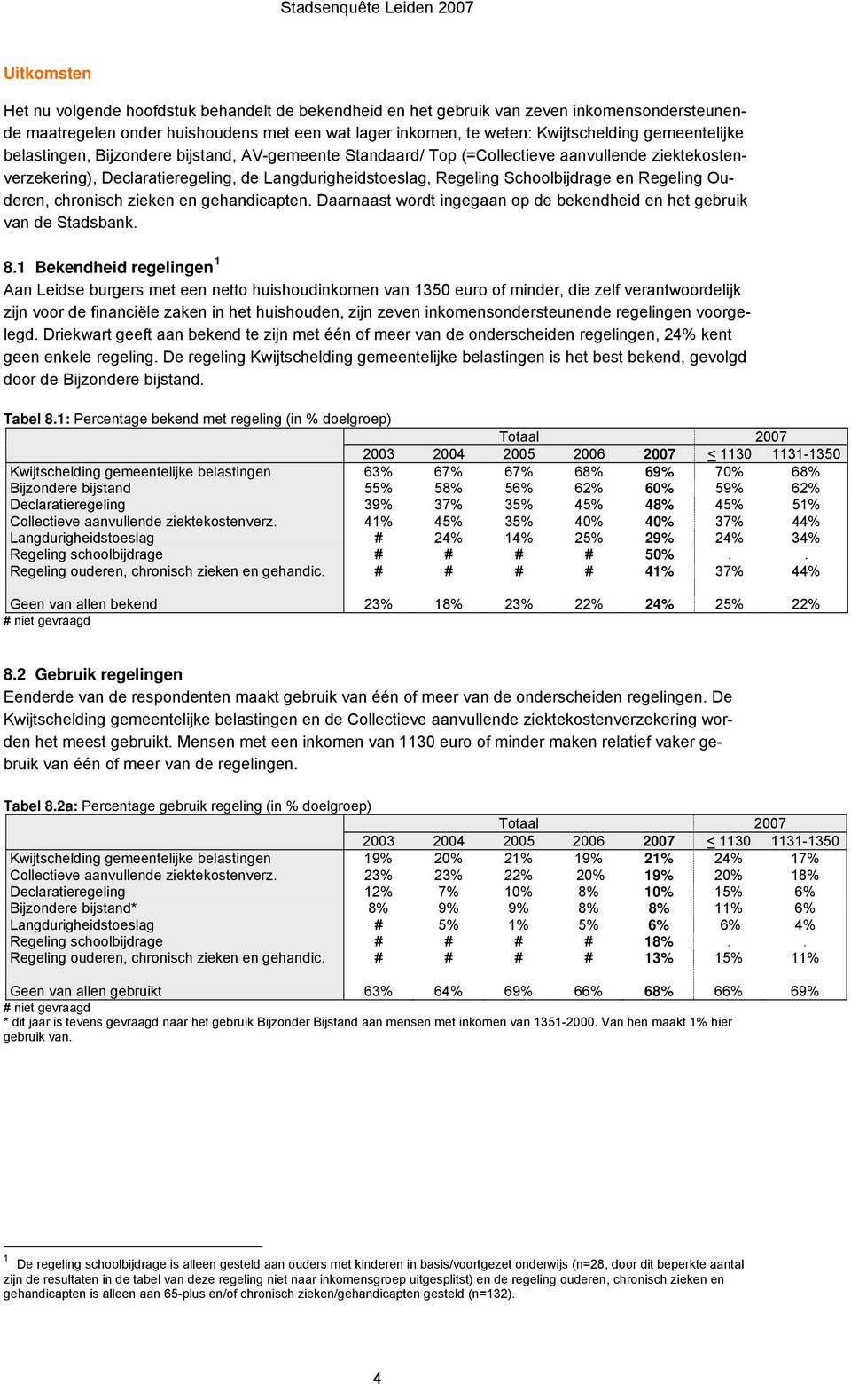 Ouderen, chronisch zieken en gehandicapten. Daarnaast wordt ingegaan op de bekendheid en het van de Stadsbank. 8.