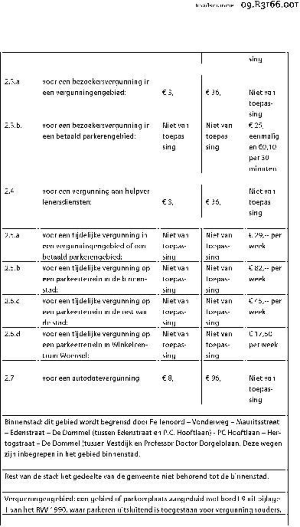 a voor een tijdelijke vergunning in een vergunningengebied of een toepasbetaald parkerengebied: 2.5.b voor een tijdelijke vergunning op een parkeerterrein in de binnenstad: toepas- 2.6.