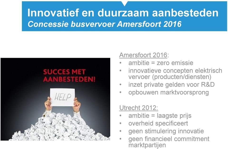 inzet private gelden voor R&D opbouwen marktvoorsprong Utrecht 2012: ambitie = laagste