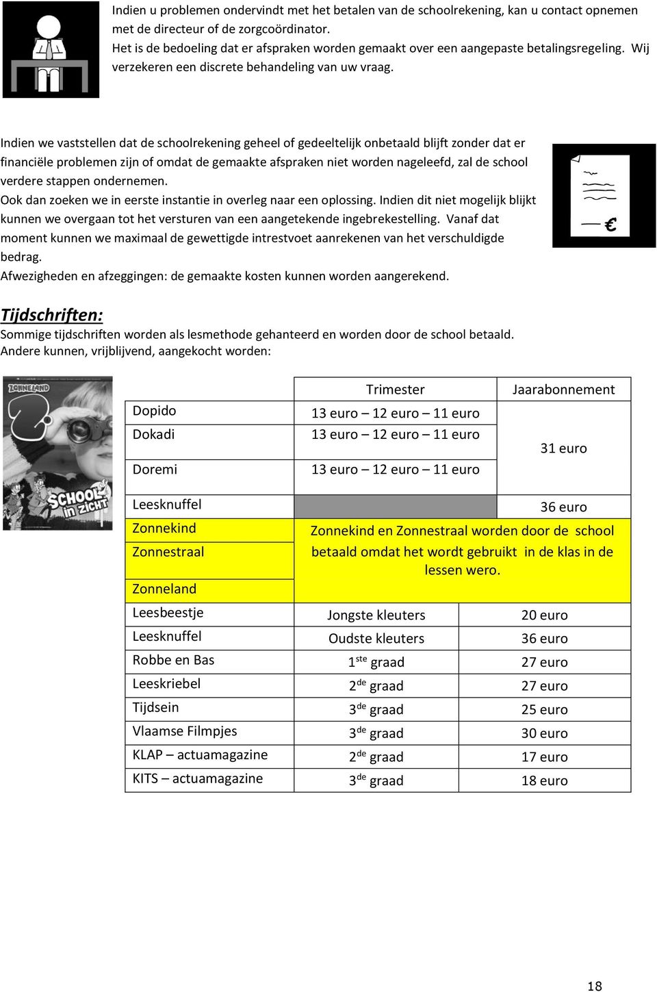 Indien we vaststellen dat de schoolrekening geheel of gedeeltelijk onbetaald blijft zonder dat er financiële problemen zijn of omdat de gemaakte afspraken niet worden nageleefd, zal de school verdere