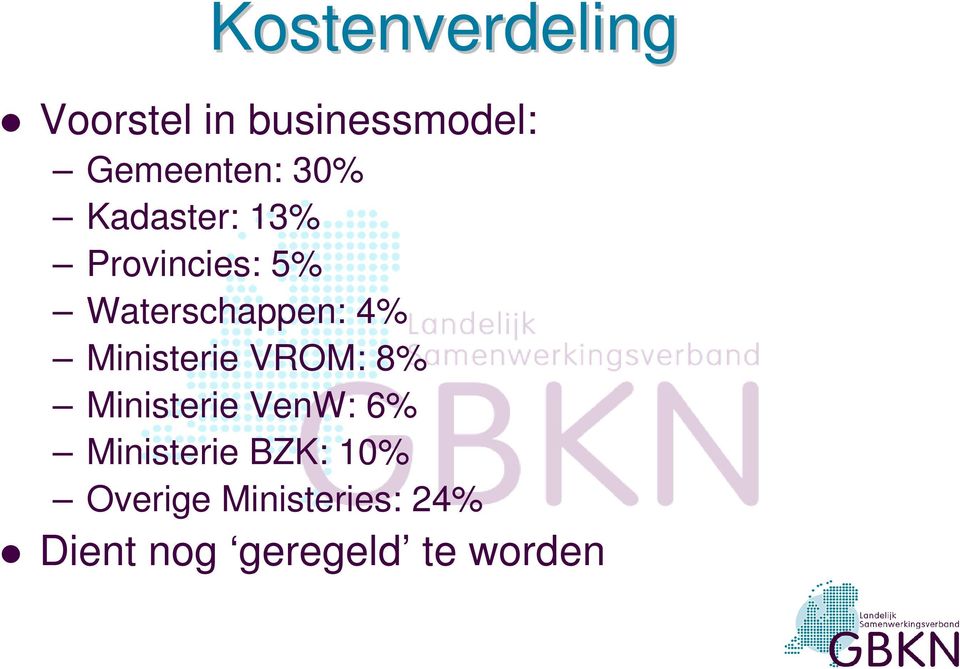 Ministerie VROM: 8% Ministerie VenW: 6% Ministerie