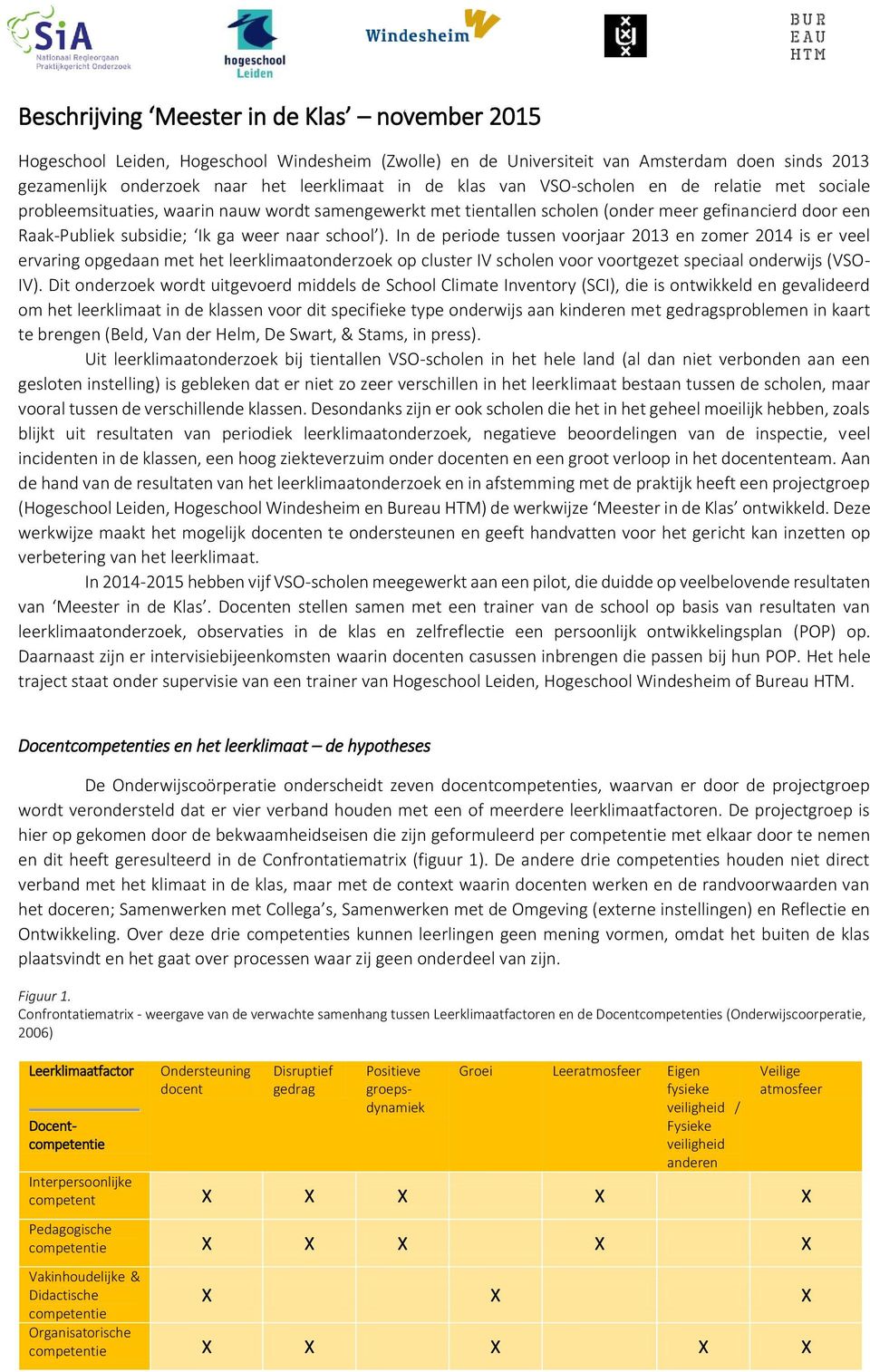 In de periode tussen voorjaar 2013 en zomer 2014 is er veel ervaring opgedaan met het leerklimaatonderzoek op cluster IV scholen voor voortgezet speciaal onderwijs (VSO- IV).