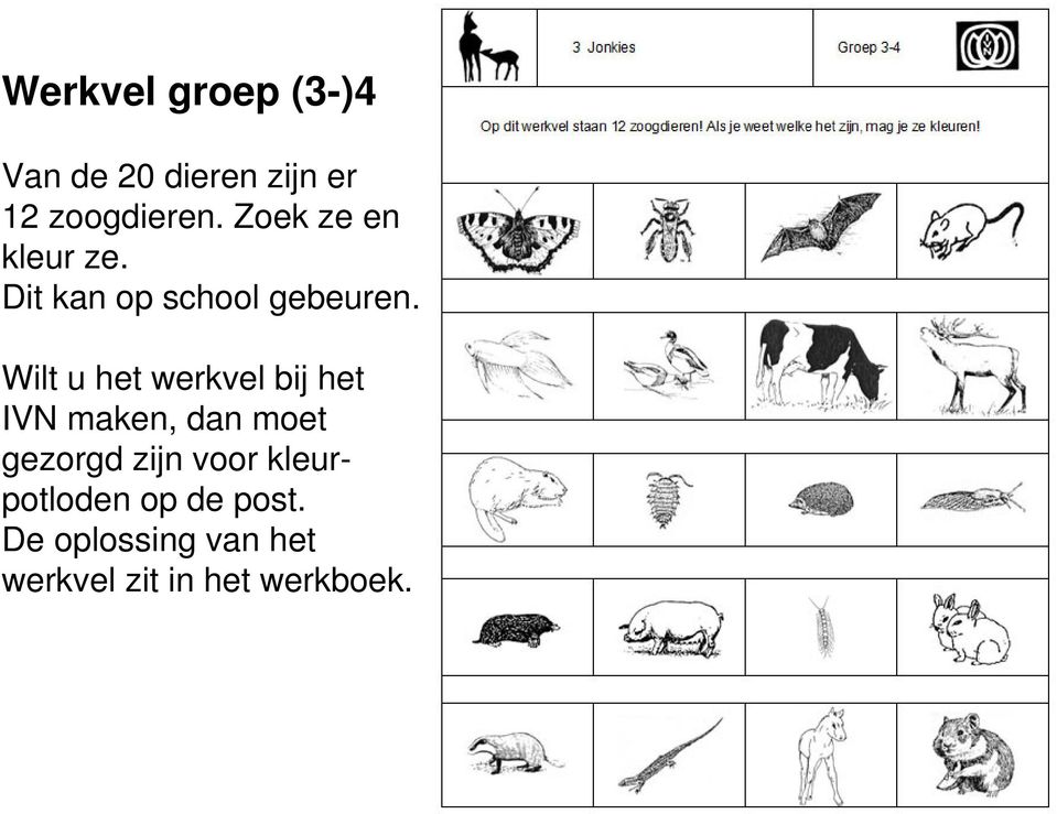 Wilt u het werkvel bij het IVN maken, dan moet gezorgd zijn