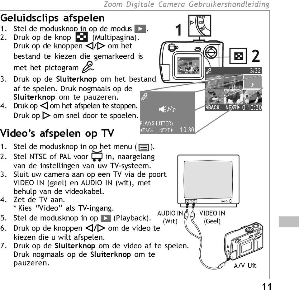 Stel de modusknop in op het menu ( ). 2. Stel NTSC of PAL voor in, naargelang van de instellingen van uw TV-systeem. 3.