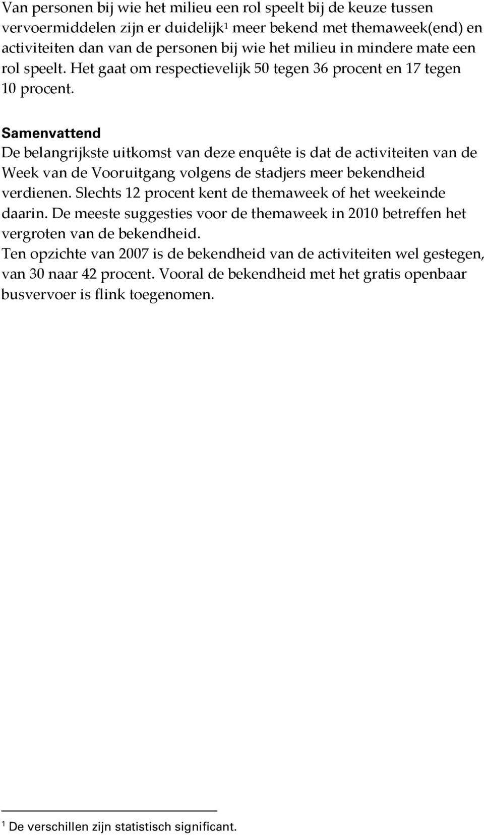 Samenvattend De belangrijkste uitkomst van deze enquête is dat de activiteiten van de Week van de Vooruitgang volgens de stadjers meer bekendheid verdienen.