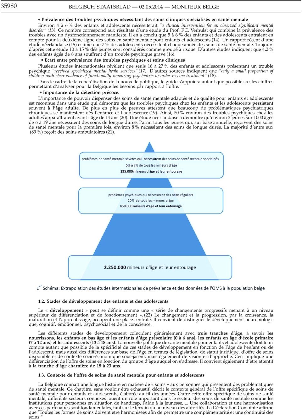 for an observed significant mental disorder (13). Ce nombre correspond aux résultats d une étude du Prof. F.C. Verhulst qui combine la prévalence des troubles avec un dysfonctionnement manifeste.