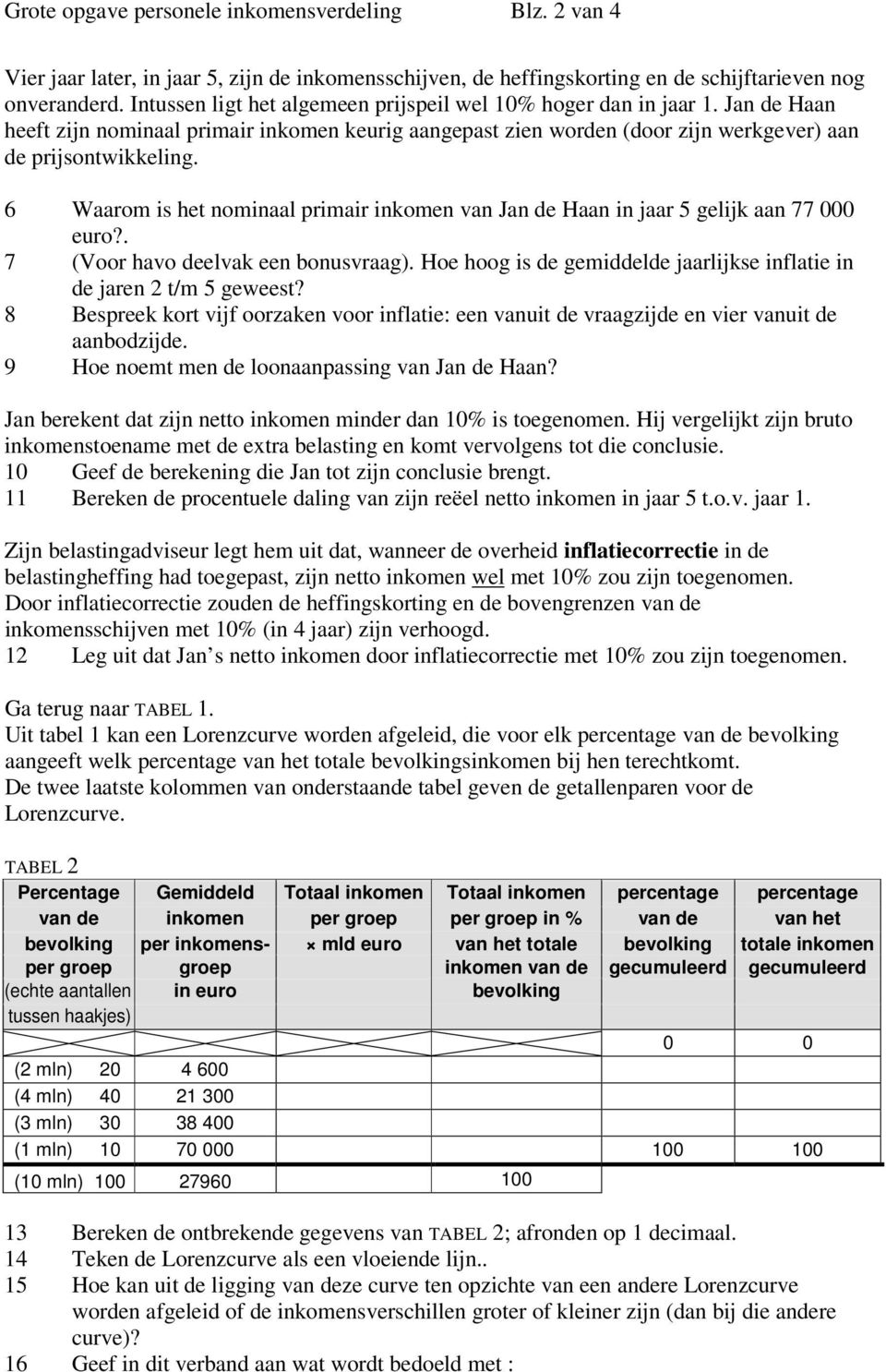 6 Waarom is het nominaal primair inkomen van Jan de Haan in jaar 5 gelijk aan 77 000 euro?. 7 (Voor havo deelvak een bonusvraag).