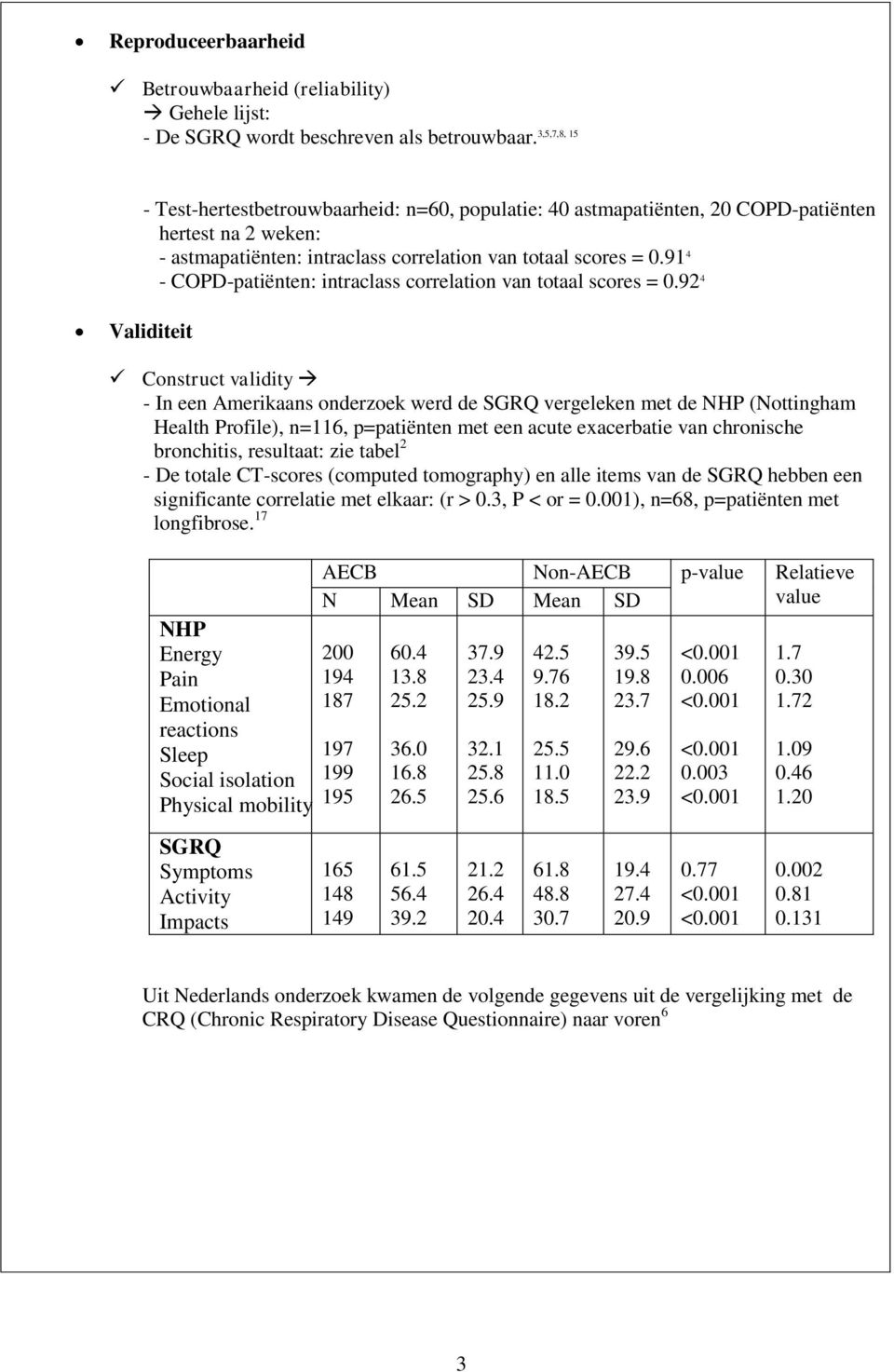 91 4 - COPD-patiënten: intraclass correlation van totaal scores = 0.