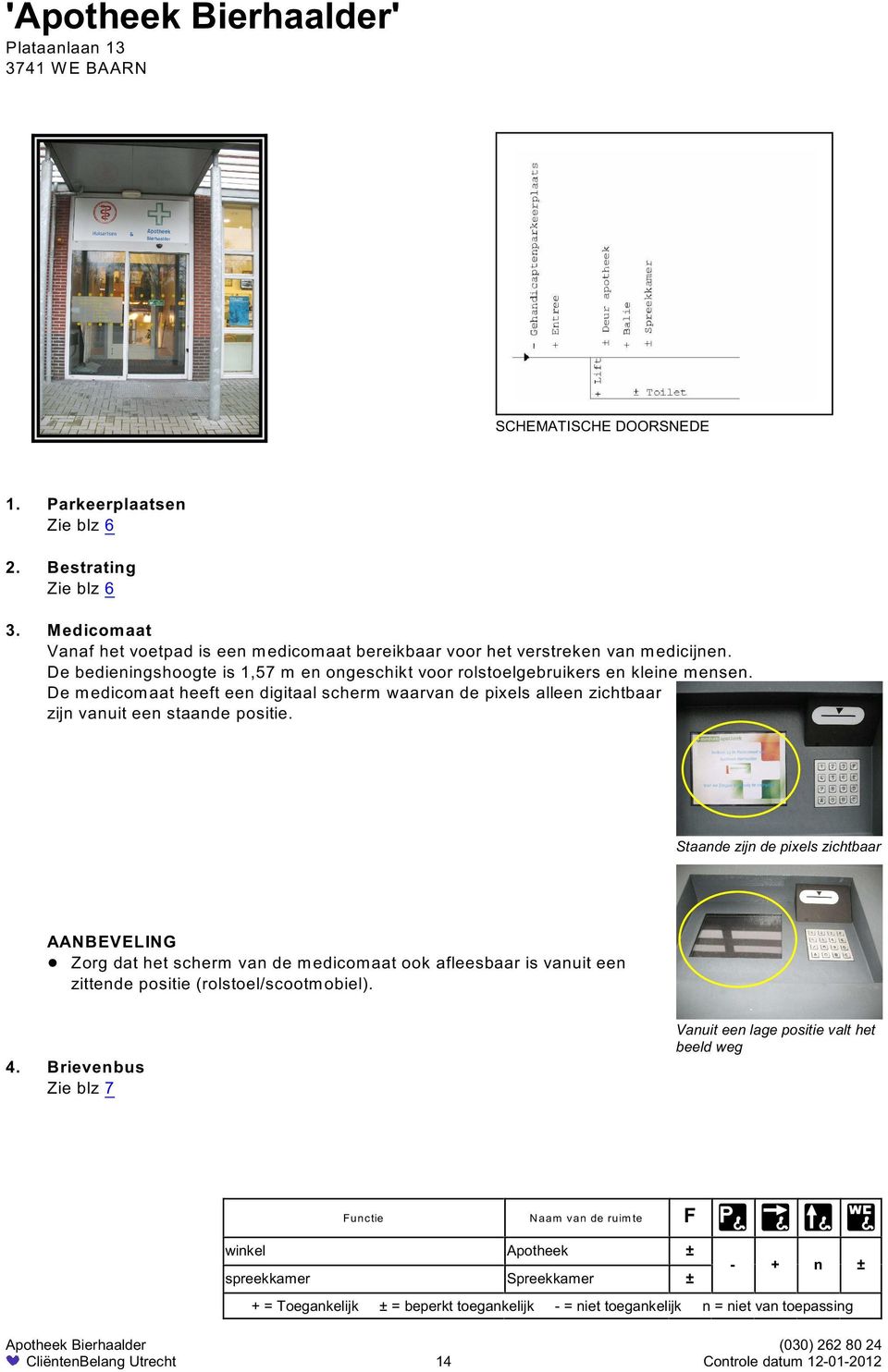 De m edicom aat heeft een digitaal scherm waarvan de piels alleen zichtbaar zijn vanuit een staande positie. Staande zijn de piels zichtbaar!