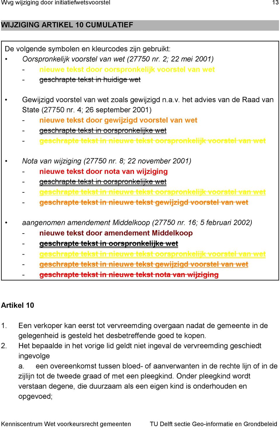 4; 26 september 2001) - nieuwe tekst door gewijzigd voorstel van wet - geschrapte tekst in oorspronkelijke wet - geschrapte tekst in nieuwe tekst oorspronkelijk voorstel van wet Nota van wijziging