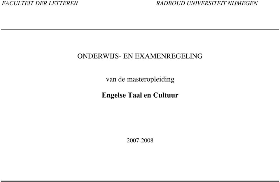 EN EXAMENREGELING van de