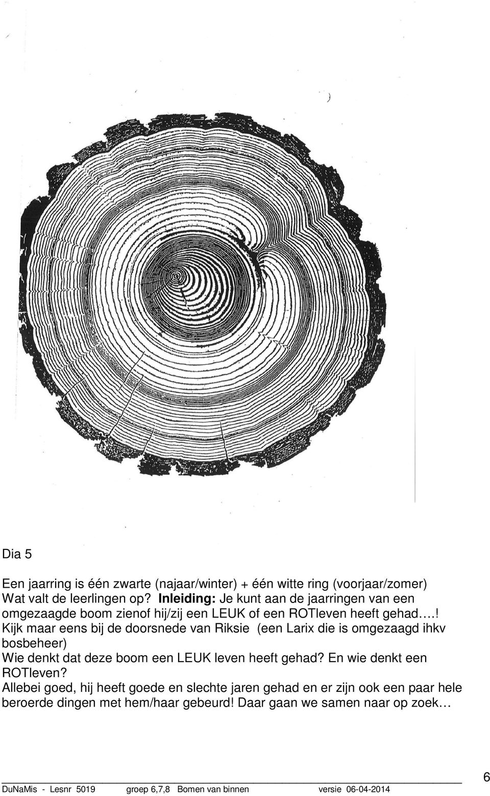 ! Kijk maar eens bij de doorsnede van Riksie (een Larix die is omgezaagd ihkv bosbeheer) Wie denkt dat deze boom een LEUK leven heeft