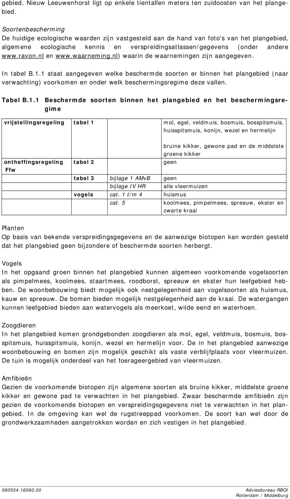 nl en www.waarneming.nl) waarin de waarnemingen zijn aangegeven. In tabel B.1.