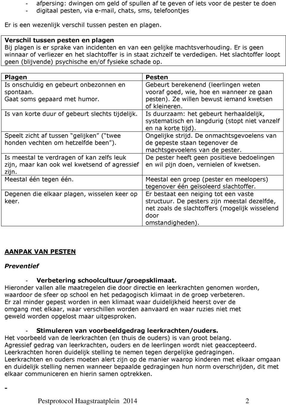 Het slachtoffer loopt geen (blijvende) psychische en/of fysieke schade op. Plagen Is onschuldig en gebeurt onbezonnen en spontaan. Gaat soms gepaard met humor.