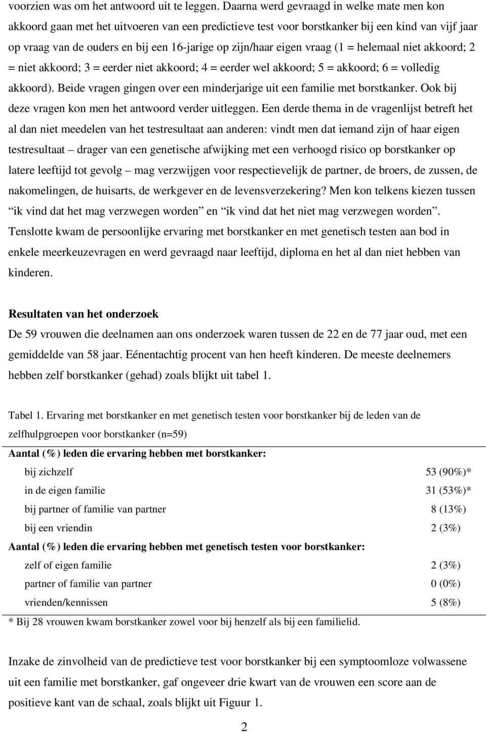 eigen vraag (1 = helemaal niet akkoord; 2 = niet akkoord; 3 = eerder niet akkoord; 4 = eerder wel akkoord; 5 = akkoord; 6 = volledig akkoord).