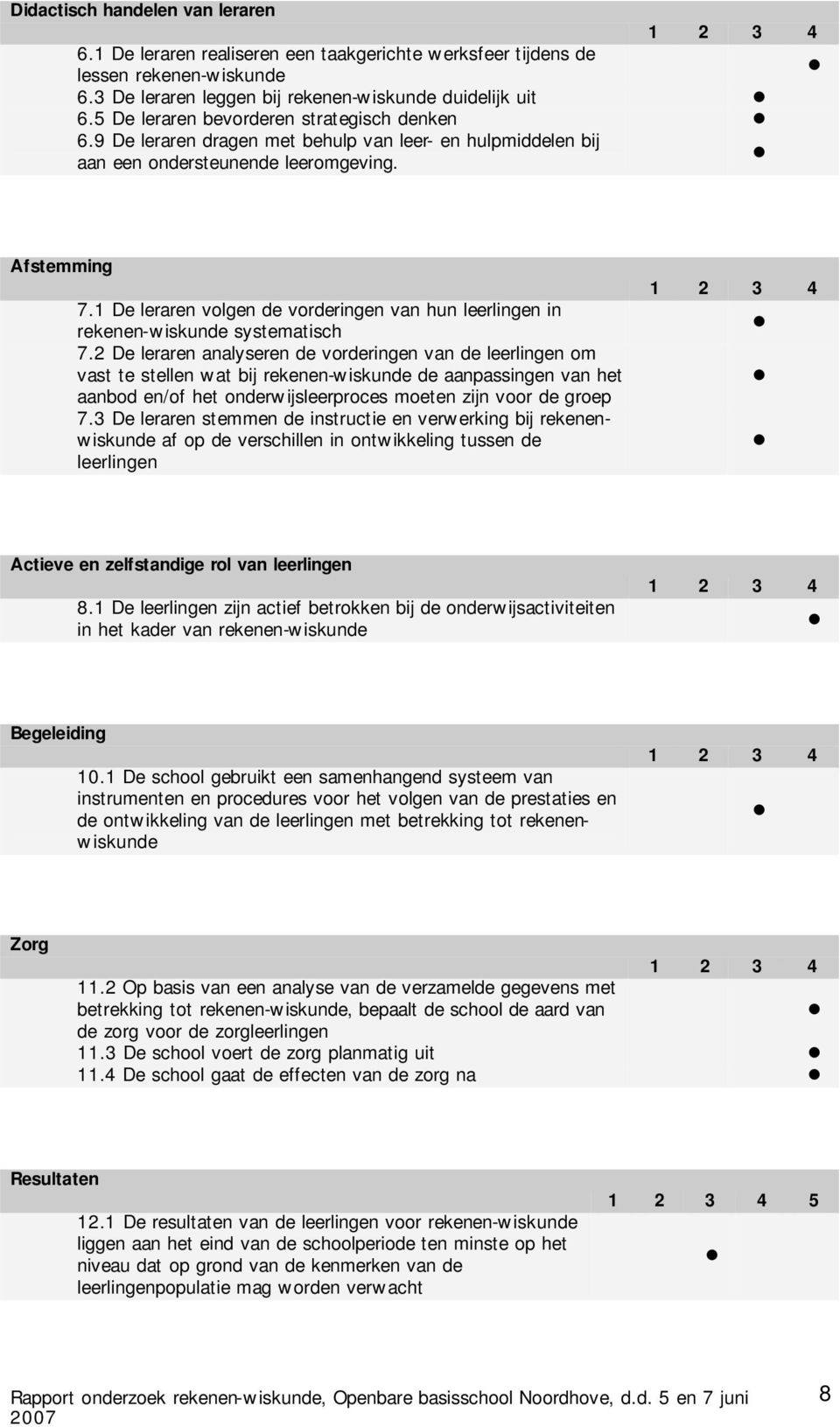 1 De leraren volgen de vorderingen van hun leerlingen in rekenen-wiskunde systematisch 7.