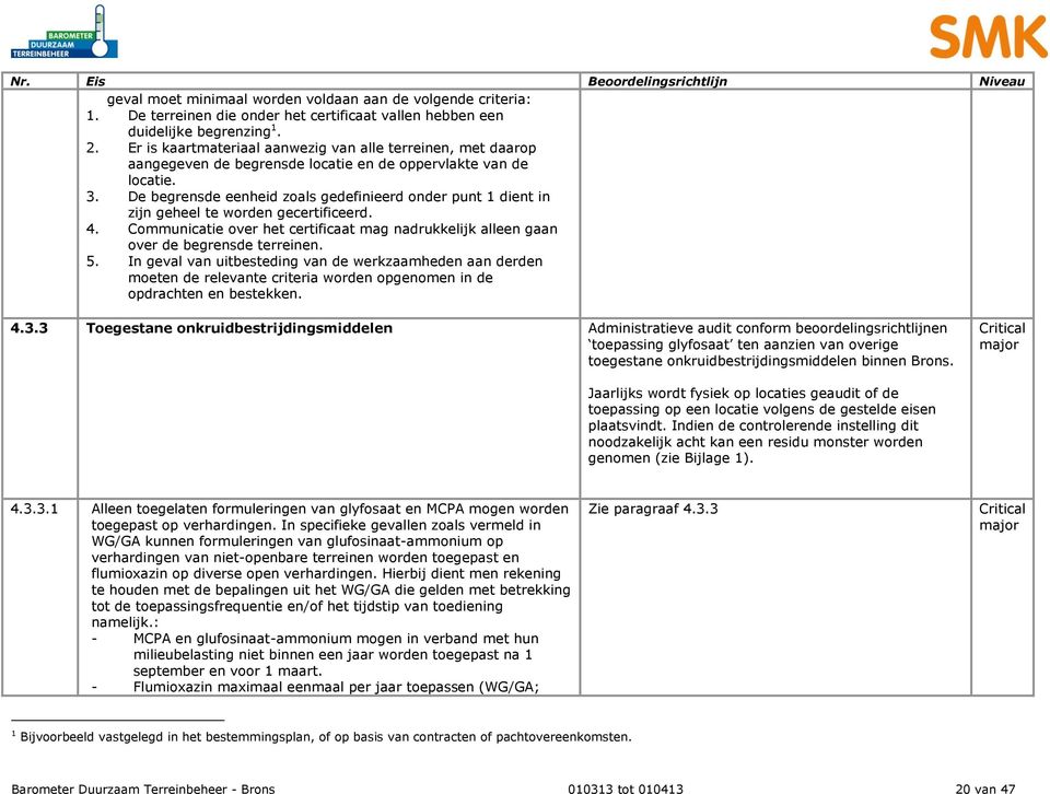 De begrensde eenheid zoals gedefinieerd onder punt 1 dient in zijn geheel te worden gecertificeerd. 4. Communicatie over het certificaat mag nadrukkelijk alleen gaan over de begrensde terreinen. 5.