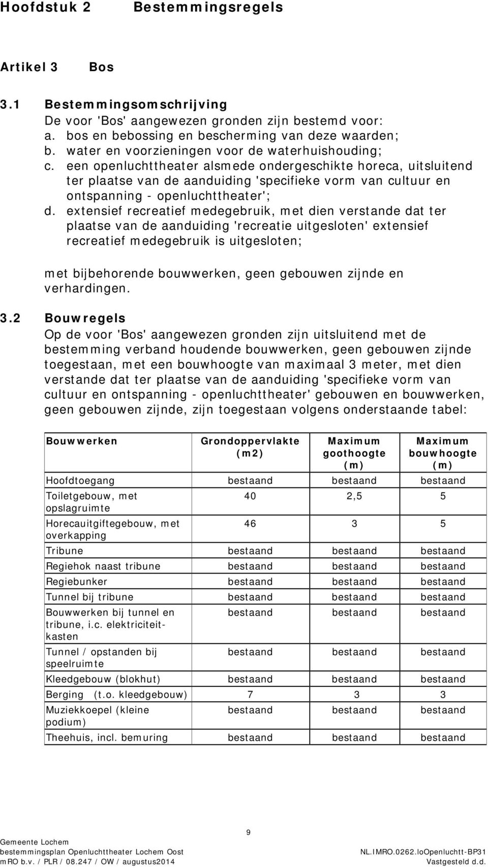 een openluchttheater alsmede ondergeschikte horeca, uitsluitend ter plaatse van de aanduiding 'specifieke vorm van cultuur en ontspanning - openluchttheater'; d.