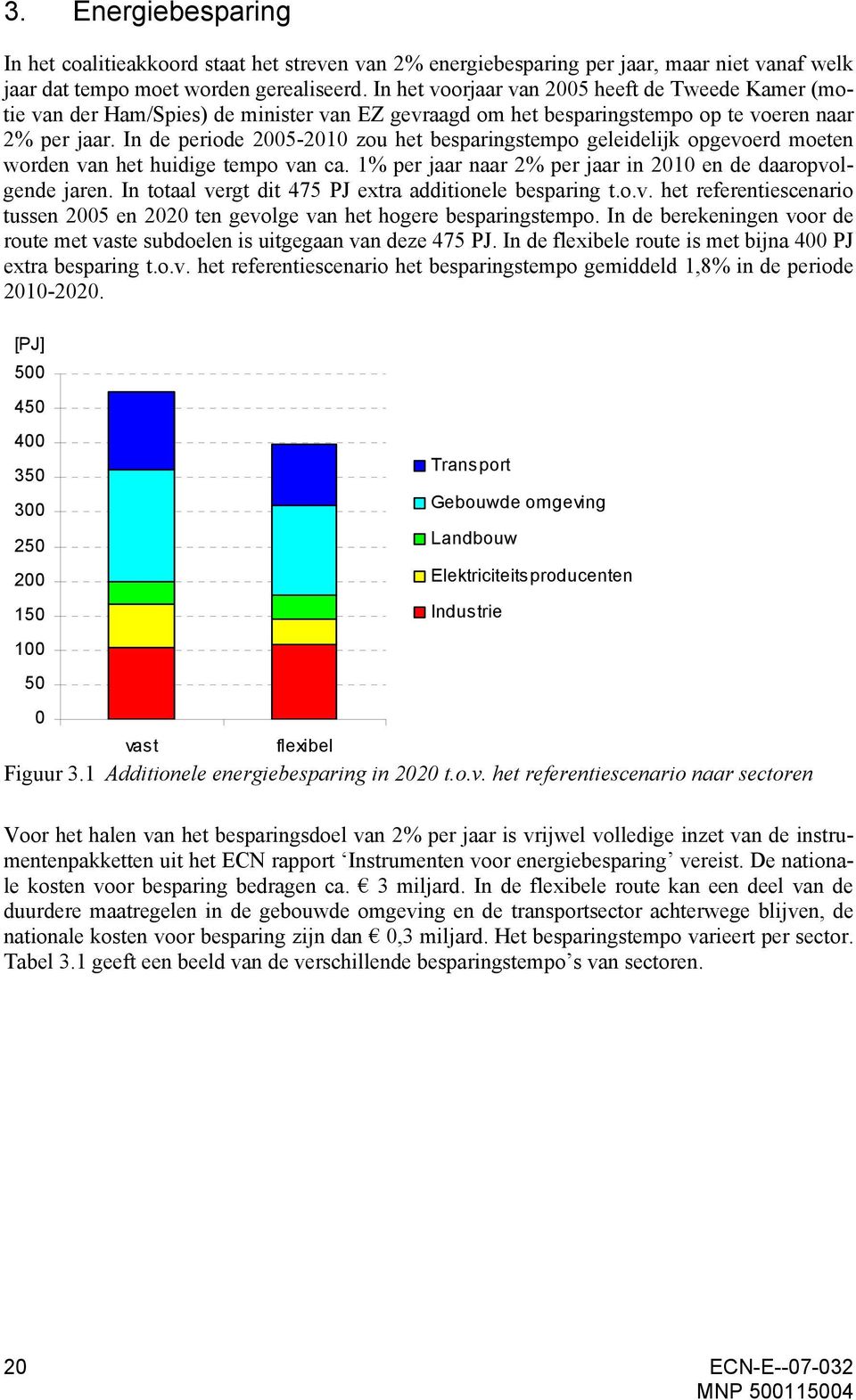 In de periode 2005-2010 zou het besparingstempo geleidelijk opgevoerd moeten worden van het huidige tempo van ca. 1% per jaar naar 2% per jaar in 2010 en de daaropvolgende jaren.